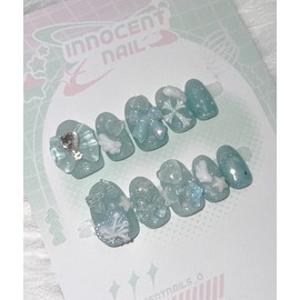 Peridot Magnet Handmade Nail Tips - Oval / 페리도트 마그넷 수제네일팁 - 오벌