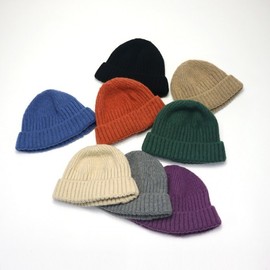 Autumn/Winter Knit Short Beanie Hat for Babies and Kids - Boys' Style with Top Knot Free Size + Orange 3ea