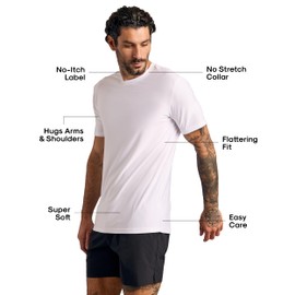 True Classic Workout Shirts for Men - Athletic Tops & Gym Shirts for Men, Quick-Dry Mens Workout Shirt, Pack of 6, White, L