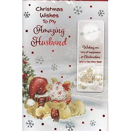 Husband Christmas Card ~With Love To My Special Husband At Christmas ~ Cute Bears & Cottage Door