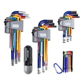 Lichamp 37-Piece Rainbow Allen Wrenches Sets, Torx Metric Hex Key Set with Colored Foldable Short and Long Arm, Ball and Torx End, Metric 1.5 to 10mm, T10 to T50
