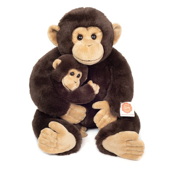 Teddy Hermann 92947 Chimpanzee Monkey with Baby 40 cm, Cuddly
