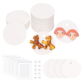 Tanstic 600Pcs Round Earring Display Cards Kit, 40mm/1.57" Earring Cards, Earring Card Holder, Earring Packing Cards with Earring Backs and Self-Sealing Bags for Jewelry Display(White)
