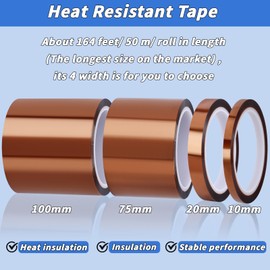 10 Rolls Sublimation Tape Heat Transfer Tape,10mm x 50m (164ft) Heat Resistant Tape Sublimation Bulk, Brown Heat Transfer Tape for Sublimation Press Electronic Soldering Insulation, No Residue