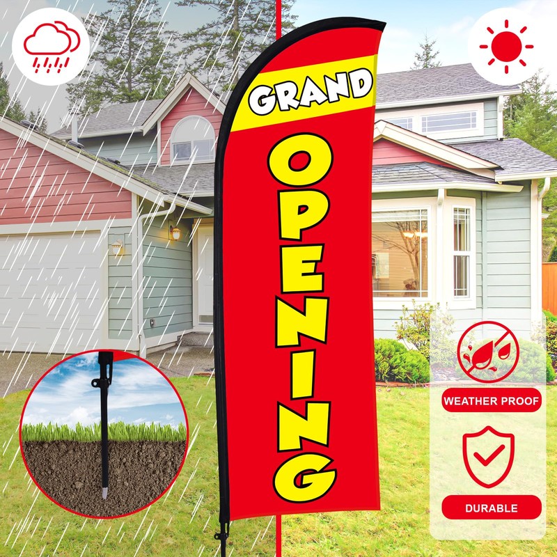 Buryeah 3 Sets Grand Opening Feather Flag Pole Kit 7ft
