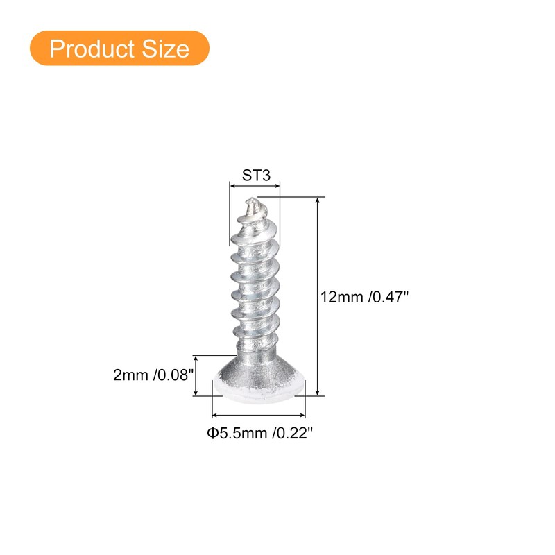 QUARKZMAN Flat Head Phillips Screws ST3 x 12 mm Pack