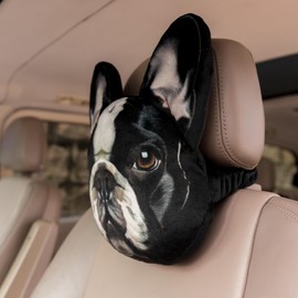KINGROSE 3D Dog Car Neck Pillow Decorative Animal Car Headrest Neck Support for Travel Home Office 9 x 10.6 Inches