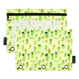 CBBYY Pickles Pencil Pouches for 3 Ring Binder,2 Pack 3 Ring Binder Pencil Case With Zipper Reinforced Grommets,Pencil Bags for Office Organizers