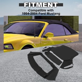 KUAFU Convertible Soft Top Compatible with 1994-2004 Ford Mustang Black Roof Cabrio Sailcloth Vinyl with Plastic Window