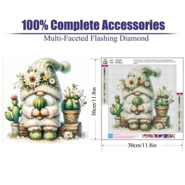 BOHADIY Succulents Diamond Painting Kits for Adults Beginners-Succulents Plant Diamond Art Kits for Adults,Gnome Gem Art Kits for Adults for Gift Home Wall Decor Gifts 12x12inch
