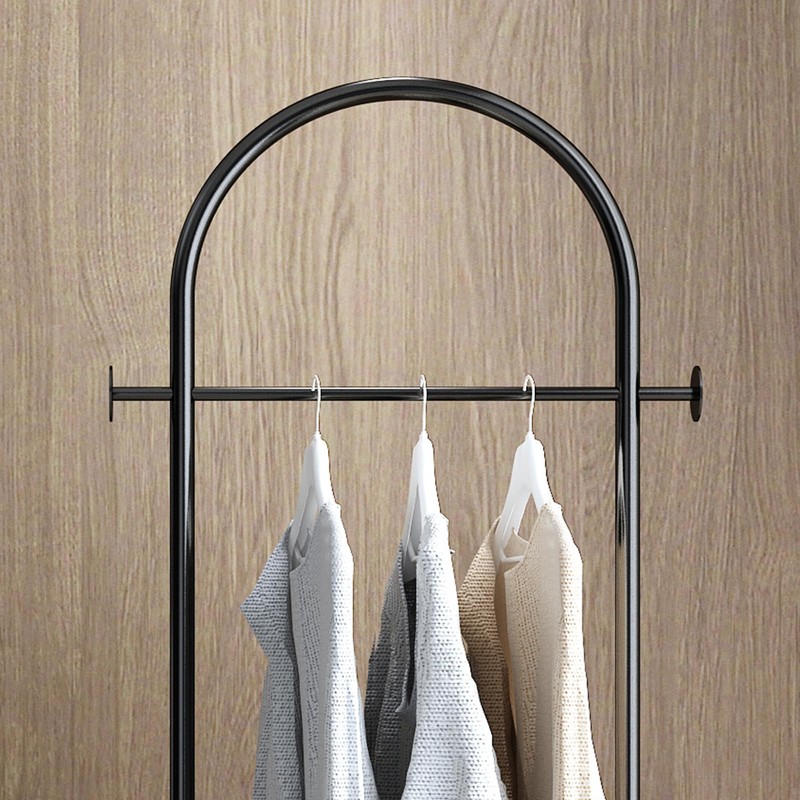 BUZUEY Freestanding Clothing Rack with Marble Base,Modern Black Arch Garment
