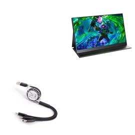 BoxWave Cable Compatible with UPERFECT UGame K5-240Hz Gaming Monitor (17.3 in) - AllCharge miniSync, Retractable, Portable USB Cable - Jet Black