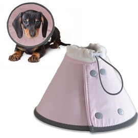 Soft Dog Cones Recovery Collars, Pet Cone for Dogs After Surgery to Stop Licking, Adjustable E-Collars for Puppy & Kitty, Comfy Dog Cone Alternatives Elizabethan Collar Dog Neck Head Cone, L, Pink