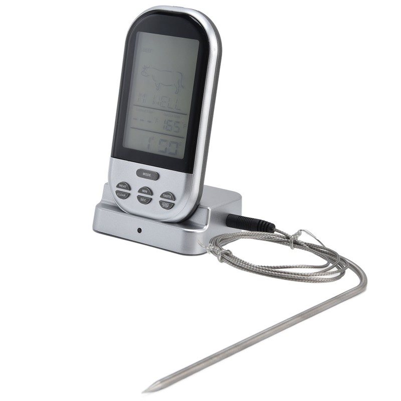 Wireless Thermometer Timer Overtime Alarm Function Practical Temperature Meter for