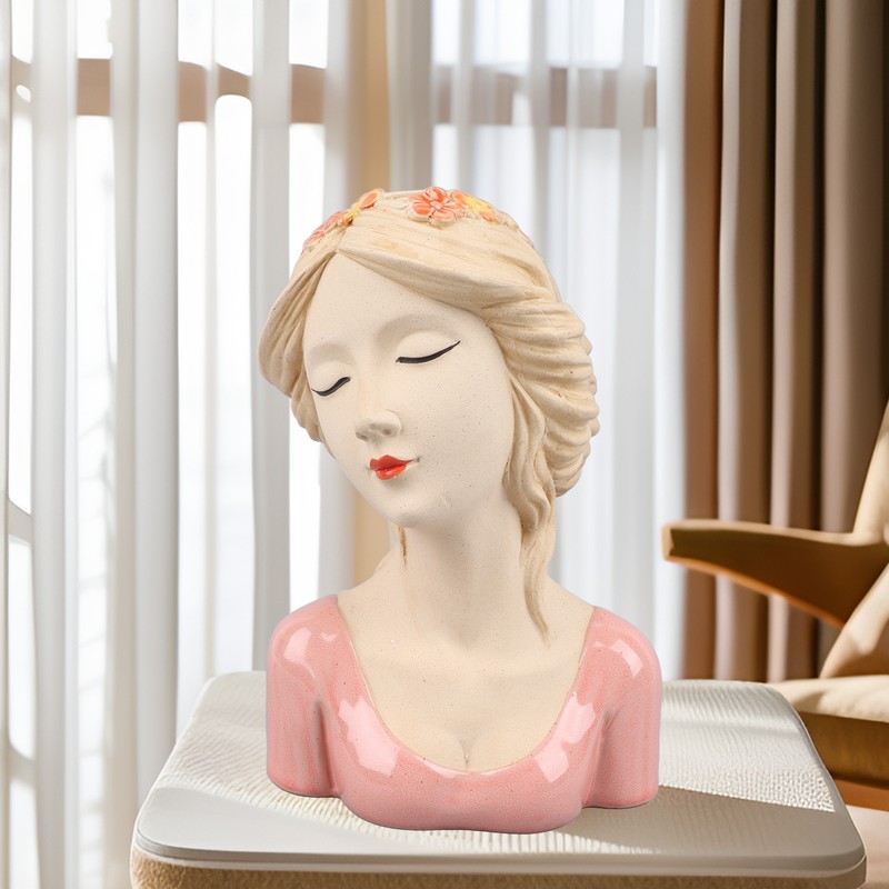 Modern Ceramic Face Vases Decorative Modern Style Shy Girl Flower