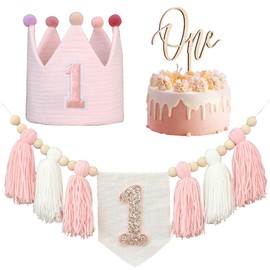 Decoración para fiesta de primer cumpleaños para bebé, color rosa