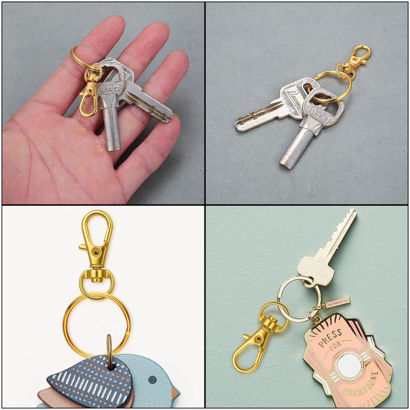 120 Pcs Gold Keyring,Keyrings for Crafting,60Pcs Clasps & 60Pcs Rings(Gold)