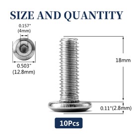 M6 x 18mm 10Pcs Flat Head Hex Socket Cap Screws Bolts, 304 Stainless Steel 18-8, Full Thread by SG TZH (with Hex Spanner)
