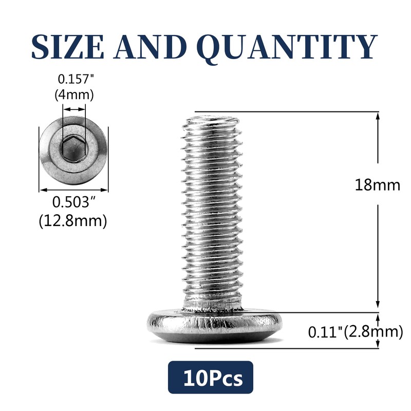 M6 x 18mm 10Pcs Flat Head Hex Socket Cap Screws
