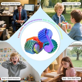 3D Printed Gear Stress Relieving Toy, Fidget Toys for Kids & Adults, Anxiety Relief Items Ideal for Autism & ADHD, Portable Sensory Toys Tool for Anxiety & Focus – Perfect Christmas & Birthday Gift