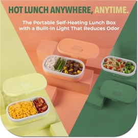 UVI, The Self Heating and Cleaning Food Warmer Lunch Box, Portable Food Heater for Work Travel, Electric Heated Lunch Box for Adults Men & Women, Yellow