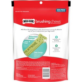 Milk-Bone Fresh Breath Brushing Chews, 9 Small/ Medium Daily Dental Dog Treats (Pack of 5)