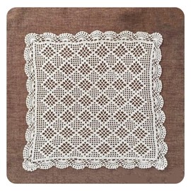 Pmnzdy Tablecloth Square Rectangular Retro Nostalgic Handmade Doily Crochet Sofa Towel Cotton Crochet Lace Coaster for Kitchen Dining Room Party Wedding Tableware Beige 70 x 70 cm