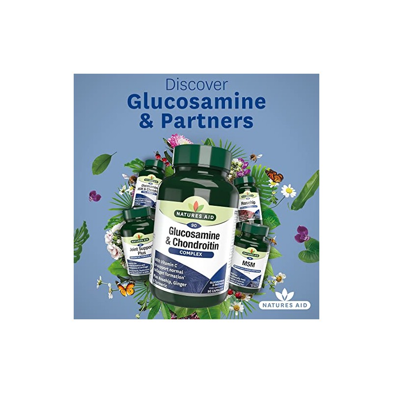 Natures Aid Glucosamine and Chondroitin Complex with Rosehip, Ginger, Turmeric