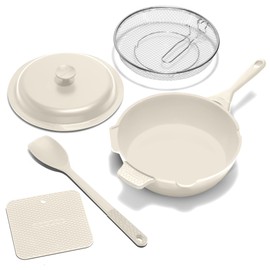 ZUKA 10 in 1 Ceramic Pan by Granitestone, Large 10 Inch Saute Pan with Lid Serves as Deep Frying Pan Set with Steamer, Everyday Skillet, Non Toxic Ceramic Nonstick, Induction Oven & Dishwasher Safe