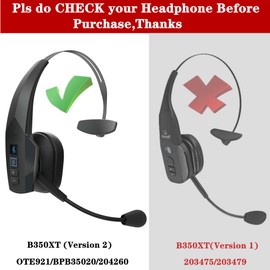 Mesh Fabric Earpads Compatible with BlueParrott B350 XT B350XT Noise Canceling Bluetooth Headset Cushions with Breathable Mesh Memory Foam Accessories -B350-XT MF Black (Refer to Figure 2)