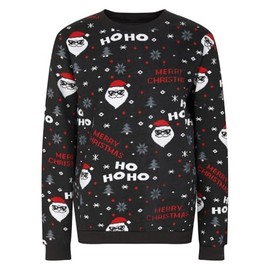 Ex UK Store Kids Christmas Sweatshirt Xmas Jumper Festive Top Boys Girls 9 to 16 Years New (Black 11-12)