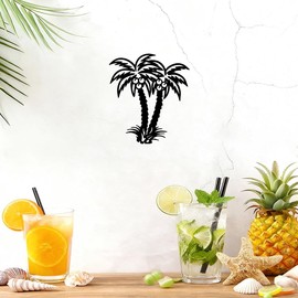 BFORXRO Metal Palm Tree Wall Art Decor, Black, 9.8x11 Inch Small