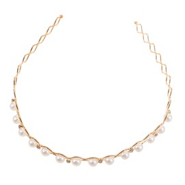 OATIPHO Pearl Headband Rhinestones Bridal Headband for Women with Crystal Crown for Bachelorette Party