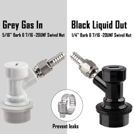 【2 Pairs】MRbrew Ball Lock Disconnect Set, Home Brew Ball Lock Keg Fittings with MFL Thread Swivel Nuts, Corny Keg Fittings with Stainless Steel 5/16'' Gas & 1/4'' Liquid Barbs & Extra 4 Hose Clamps
