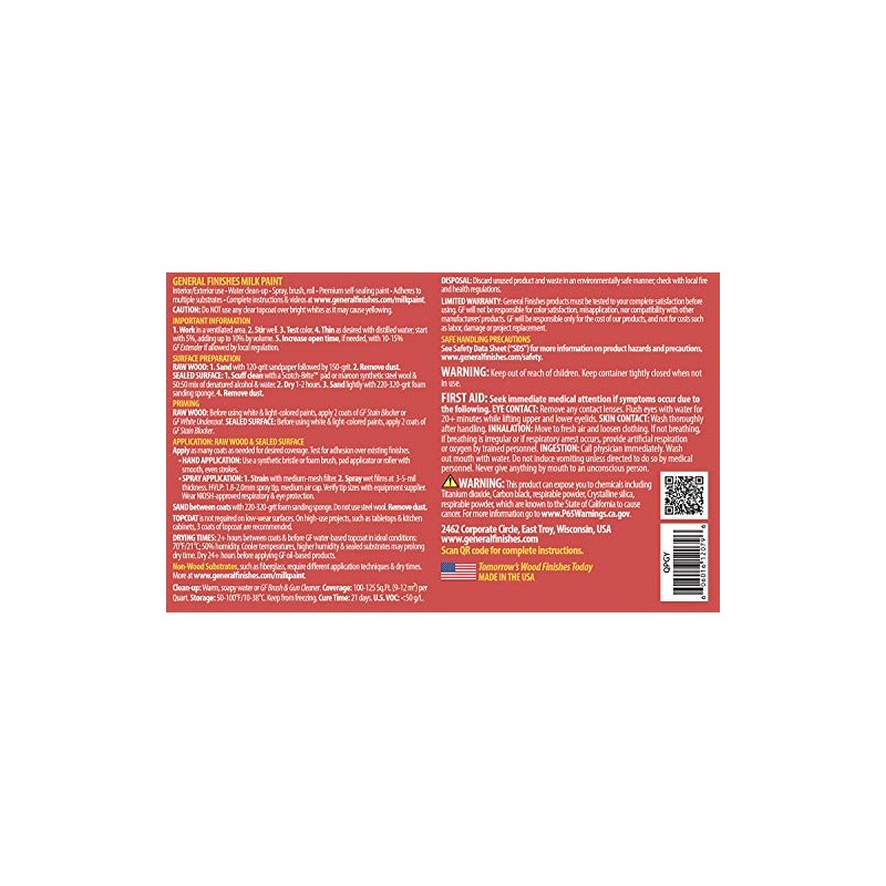 General Finishes Water Based Milk Paint, 1 Quart, Perfect Gray