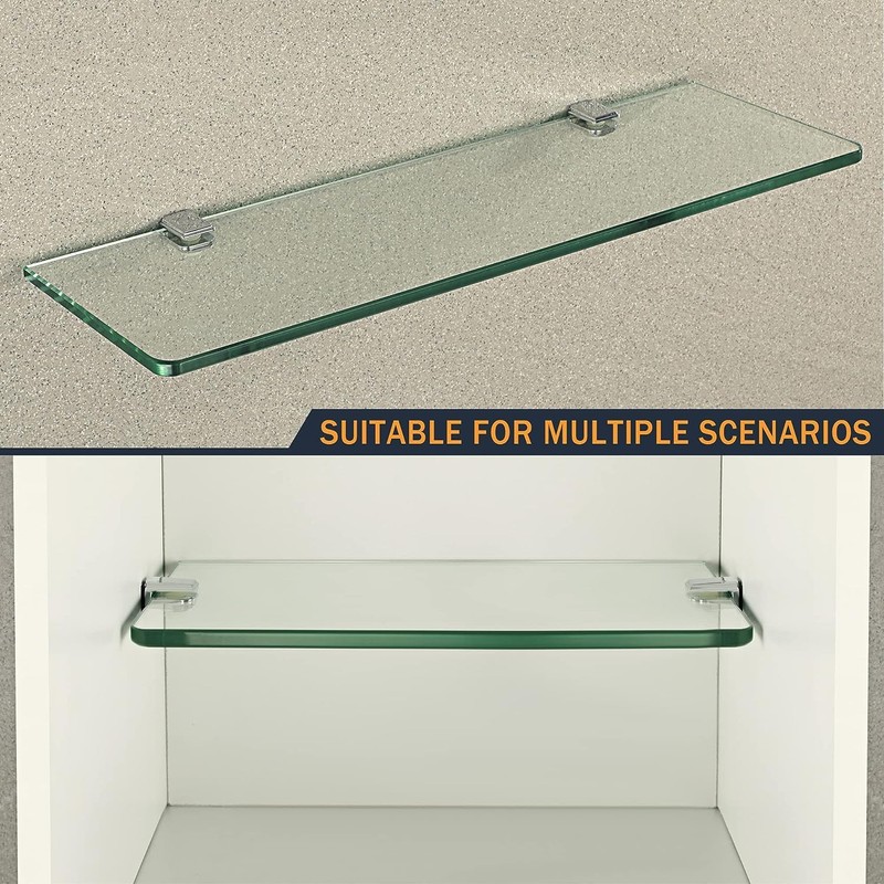 8 x Adjustable Glass Brackets Supports, 5mm -8mm Glass Shelf