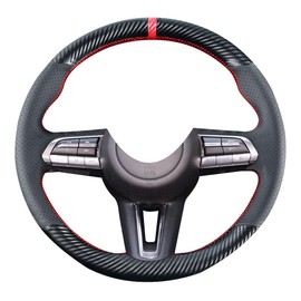 Kivnto - Funda de volante de fibra de carbono para Mazda CX-30 SUV 2020-2023 / Mazda 3 2019-2023 15 pulgadas Accesorios interiores de piel