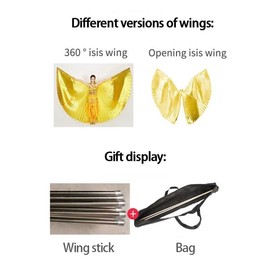 Baisdan Kids Isis Wings (Wings + Stick+ Carrying Bag) Belly Dance Performance Costumes Angel Wings for Girls Rose red