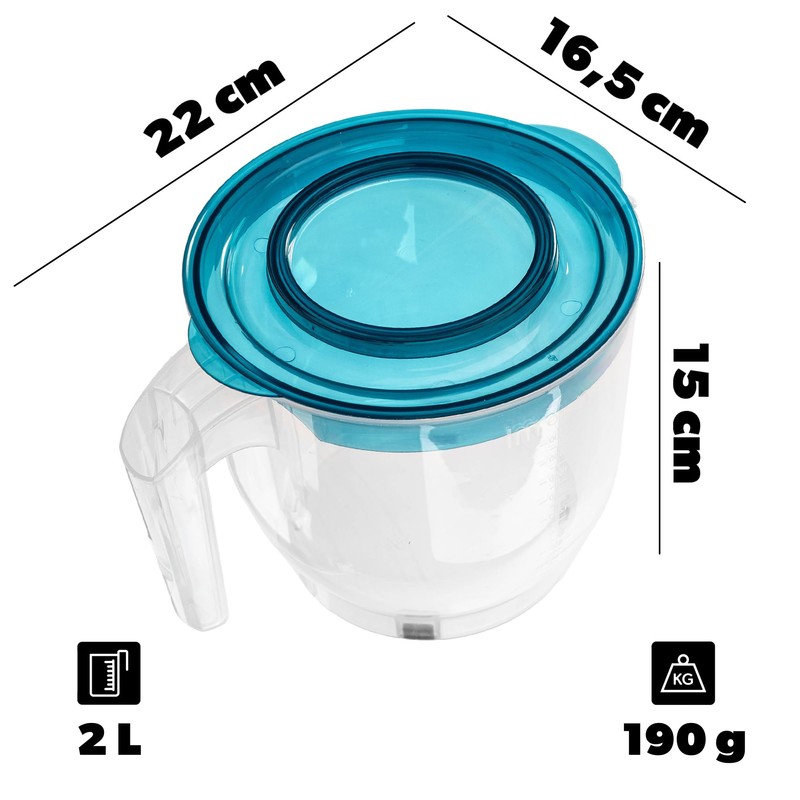 KADAX Measuring Cup, Capacity 2 Litres, Plastic Measuring Jug, Mixing