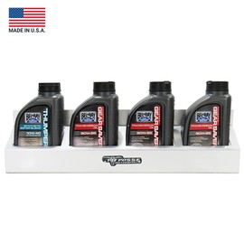 Pit Posse 305 Four Quart Oil Can Rack Holder 23" Caddy Wall Hanger Aluminum Shelf - Made in USA - Holds 4 Quarts of Motor Engine Oil - Enclosed Race Trailer Shop Garage Storage Organizer (Silver)