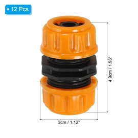 PATIKIL 1/2" Garden Hose Repair Kit Connector Extender, 12 Pcs Plastic Quick Water Hose Connectors Leakproof Design Fittings, Marigold