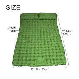 Loboo Idea Double Sleeping Pad, Self-Inflating Sleeping Pad for Camping, Camping Sleeping Pad with Built-in Pump, 4" Extra Thickness Inflatable Sleeping Mat, Twin Air Mattress for Traveling (Green)