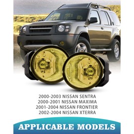 AUTOWIKI Driving Fog Lights for 00-03 Nissan Sentra/ 01-04 Frontier/ 00-01 Maxima/ 02-04 Nissan Xterra 2PCS Yellow Lens Driving Fog Lamps + Switch + Wiring Kit