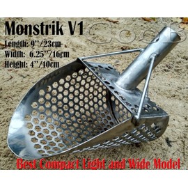CooB Beach Sand Scoop Shovel Metal Detector, Sand Scoops Treasure Detecting, Metal Detector Hunting Tool, Stainless Steel, Hexahedron Holes (Monstrik V1)