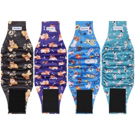 Barklincharm 4 Pack Dog Diapers Male Reusable, High Absorbing Dog Wraps, Belly Bands for Male Dogs with Incontinence or Frequent Urination(X-Large, Bone)