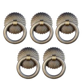TopHomer 5 Pack Ring Drawer Pulls, Antique Drawer Ring Pull Handle Brass Knobs for Door Cabinets Drawer Cupboard (35mm)