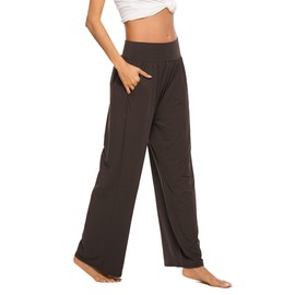 ZJCT Womens Yoga Sweatpants Comfy Loose Casual Wide Leg Lounge Joggers Pants with Pockets Mocha M