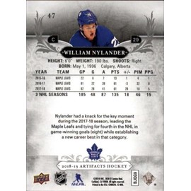 2018-19 Upper Deck Artifacts Hockey #47 William Nylander Hockey Card Toronto