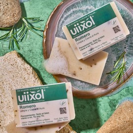 Uiixol Aceites Esenciales - Kit de 5 Jabones Artesanales en Barra, Jabones de Baño con Aromaterapia, con Aroma a Romero, Limpia y Cierra el Aura 100gr c/u