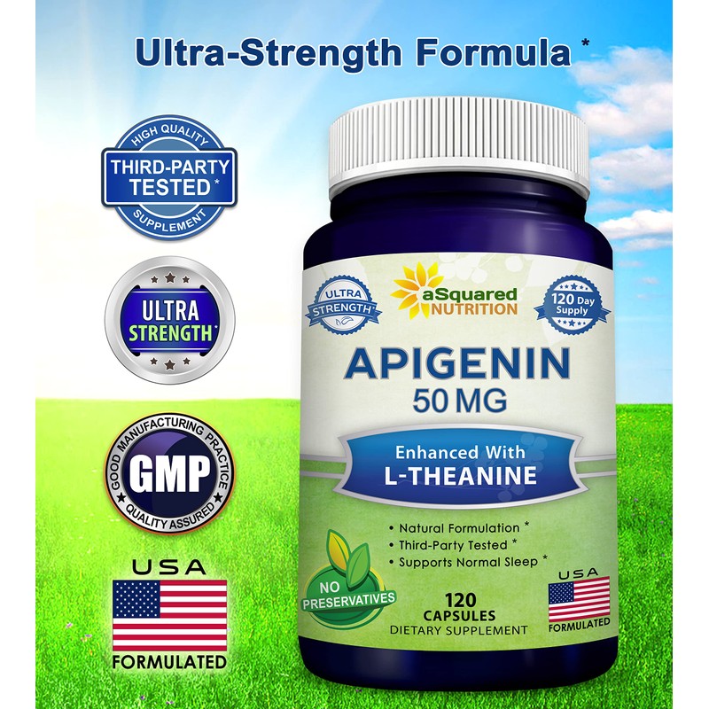 aSquared Nutrition Apigenin 50mg & L-Theanine 200mg - 120 Capsules